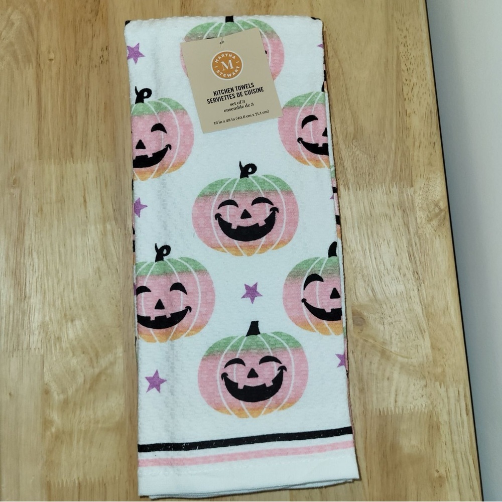 ⭐️ 2/$50 Martha Stewart Pumpkin Kitchen Towels Set Summerween Pink